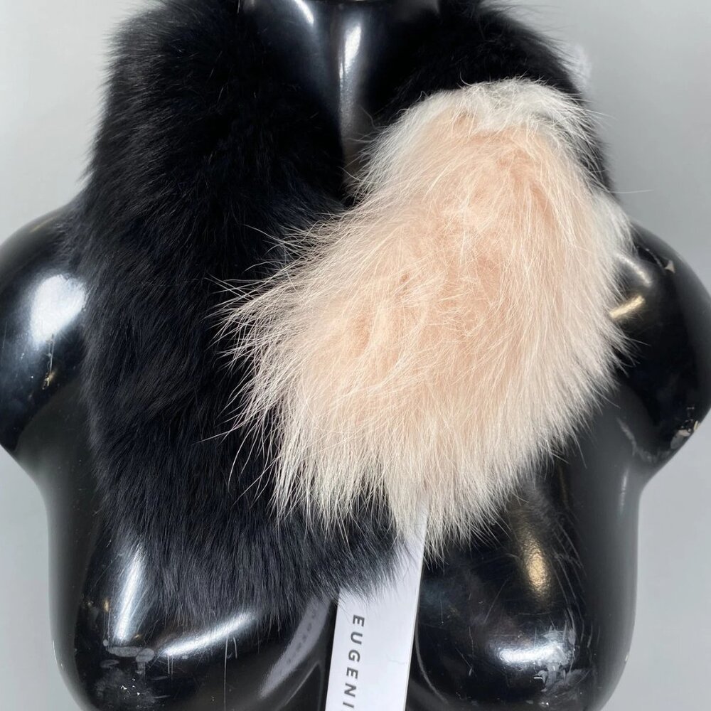 NEW EUGENIA KIM Womens Faux Fur Collar Scarf Black/Pink One Size